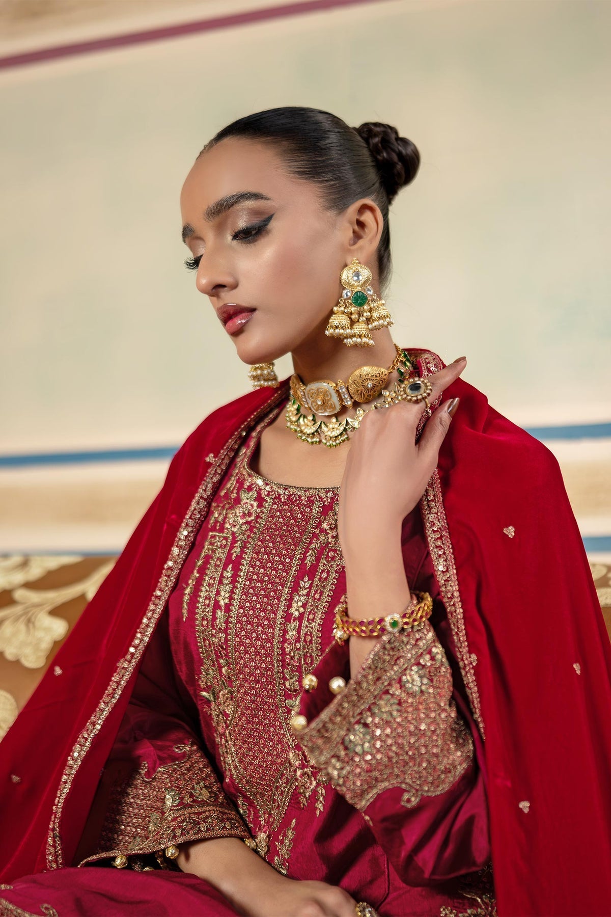 Maria B | M Basics Festive Velvet | MB-USW24-602 by Maria B - Designer Dress - Type: Ladies Clothes - Available at Libayah - 100% Original