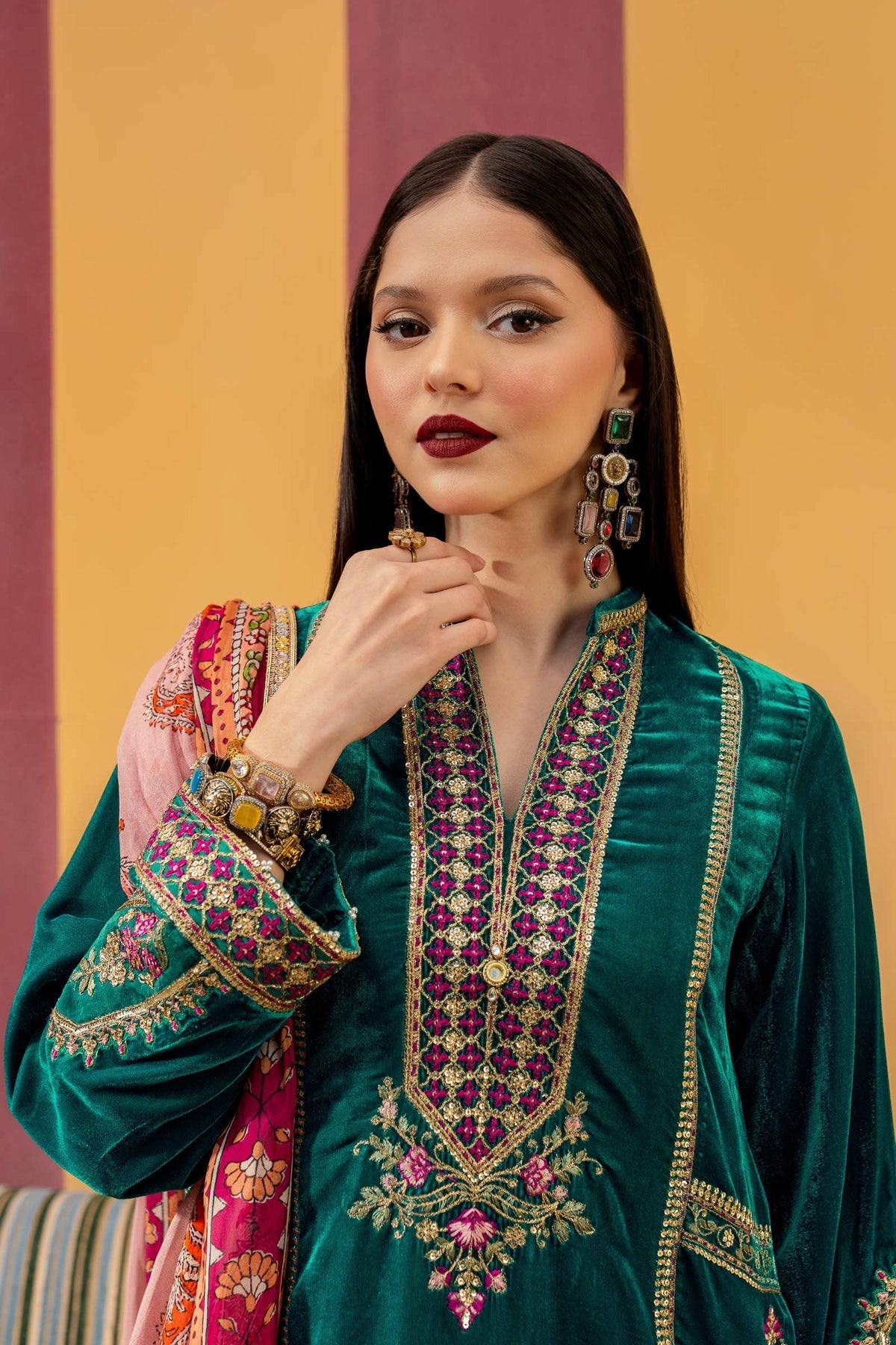 Maria B | M Basics Festive Velvet | MB-USW24-604 by Maria B - Designer Dress - Type: Ladies Clothes - Available at Libayah - 100% Original