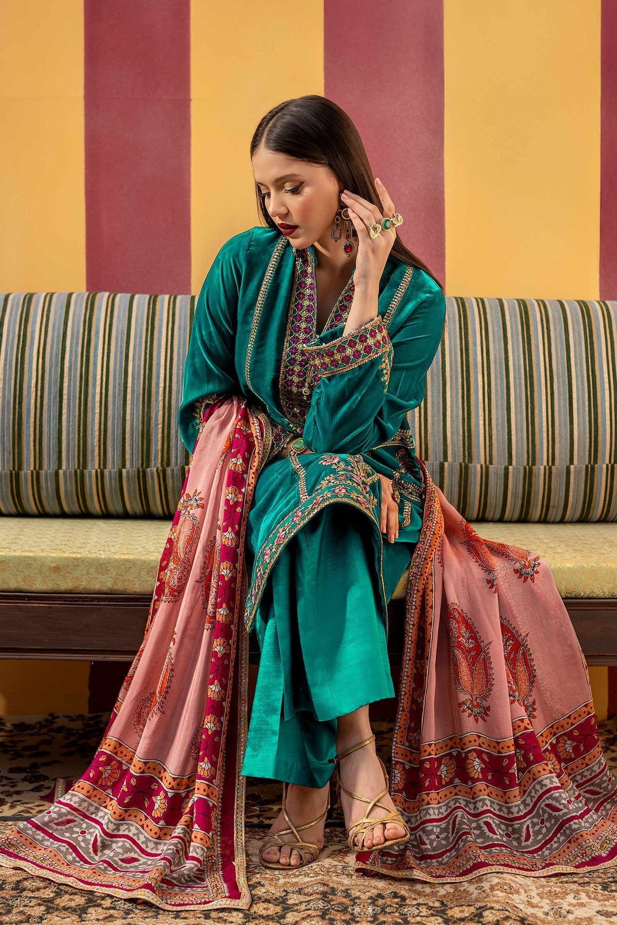 Maria B | M Basics Festive Velvet | MB-USW24-604 by Maria B - Designer Dress - Type: Ladies Clothes - Available at Libayah - 100% Original