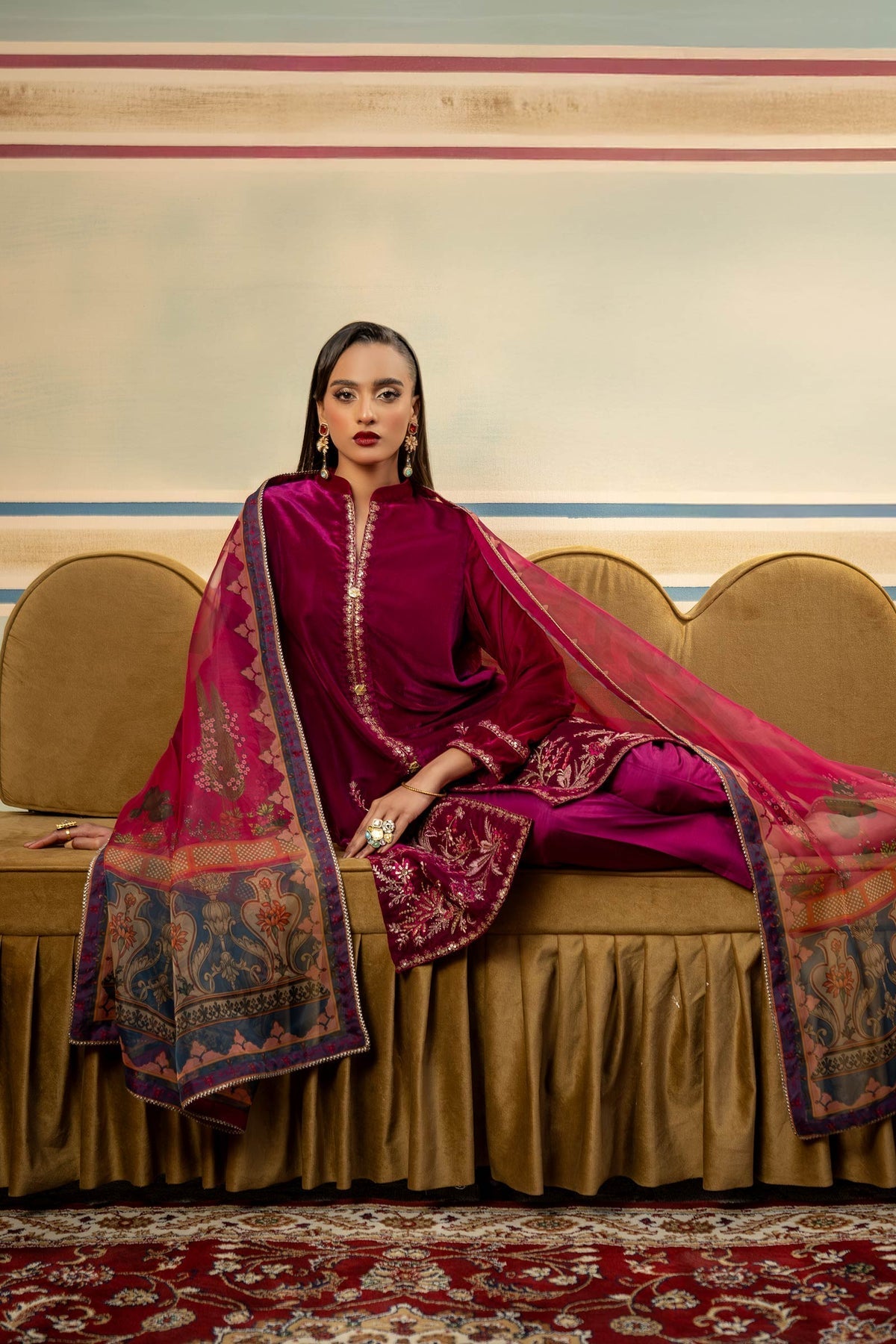 Maria B | M Basics Festive Velvet | MB-USW24-605 by Maria B - Designer Dress - Type: Ladies Clothes - Available at Libayah - 100% Original