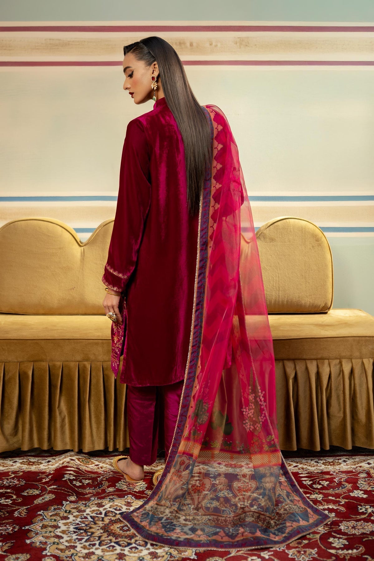 Maria B | M Basics Festive Velvet | MB-USW24-605 by Maria B - Designer Dress - Type: Ladies Clothes - Available at Libayah - 100% Original