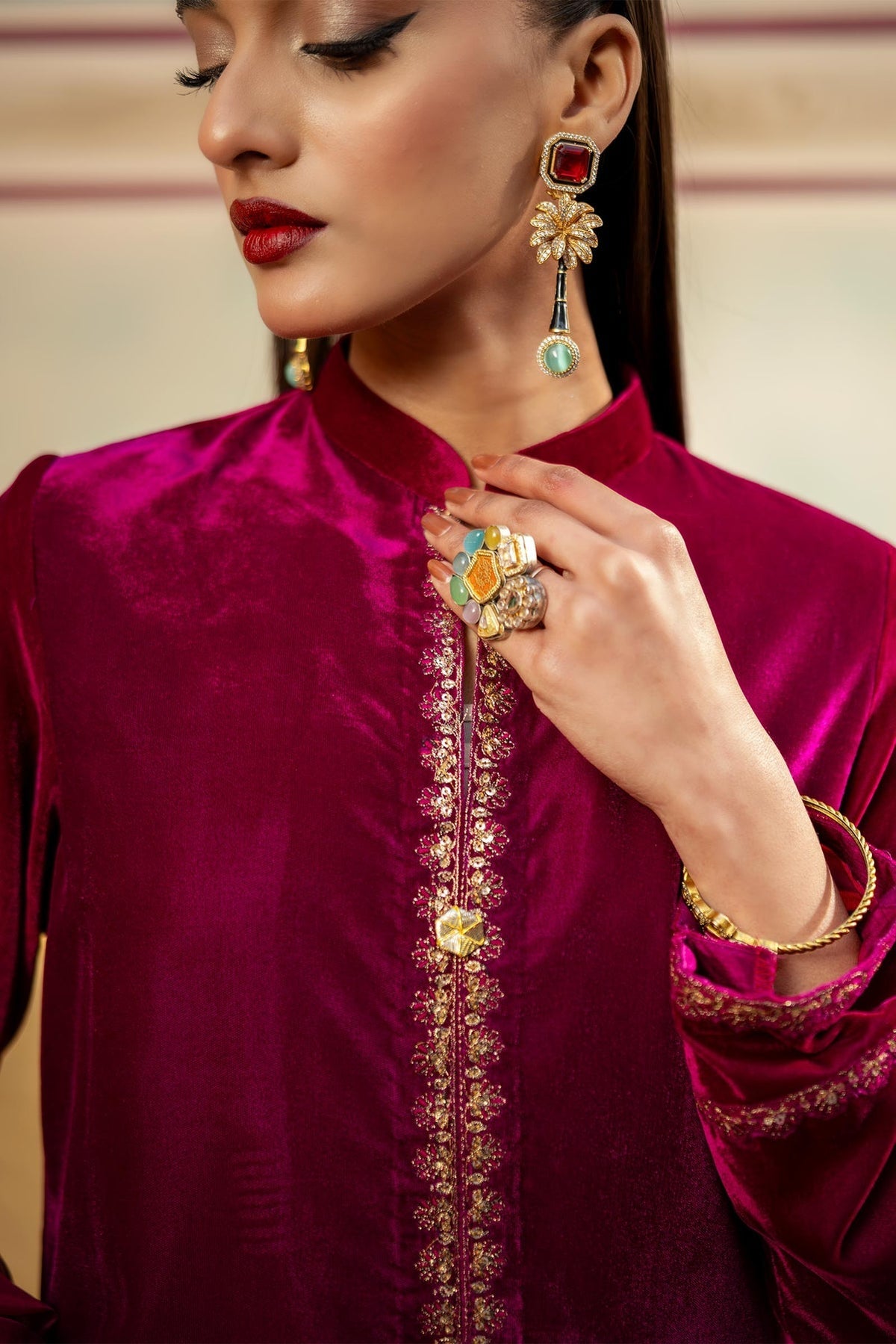 Maria B | M Basics Festive Velvet | MB-USW24-605 by Maria B - Designer Dress - Type: Ladies Clothes - Available at Libayah - 100% Original