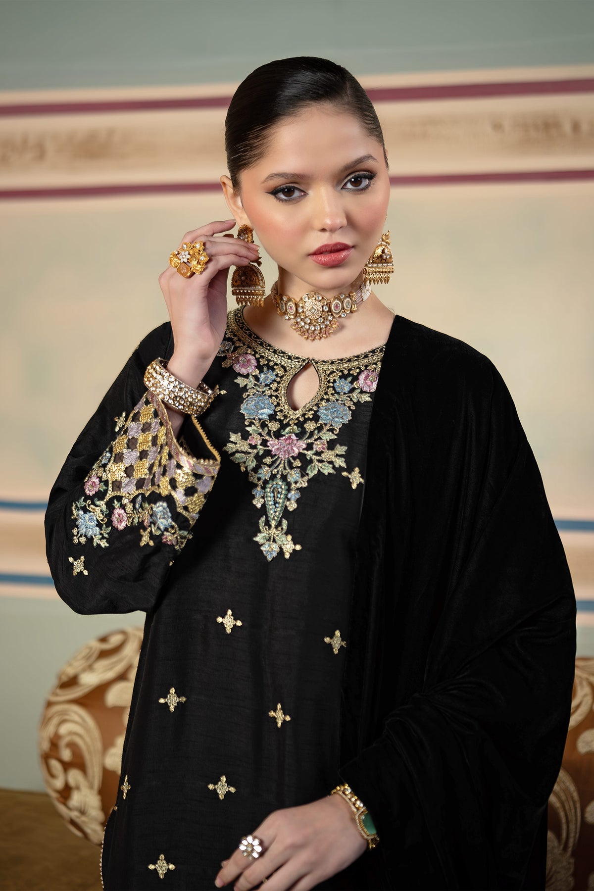 Maria B | M Basics Festive Velvet | MB-USW24-601 by Maria B - Designer Dress - Type: Ladies Clothes - Available at Libayah - 100% Original