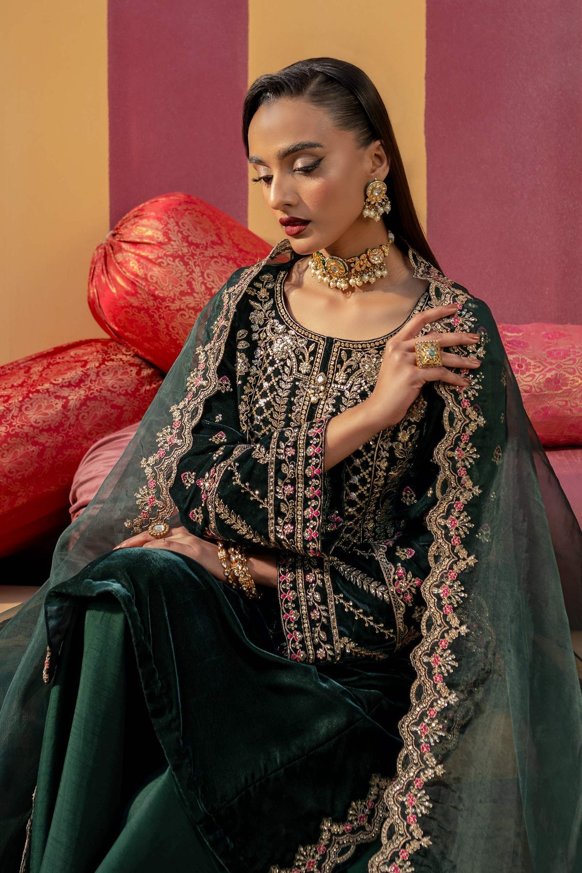 Maria B | M Basics Festive Velvet | MB-USW24-606 by Maria B - Designer Dress - Type: Ladies Clothes - Available at Libayah - 100% Original