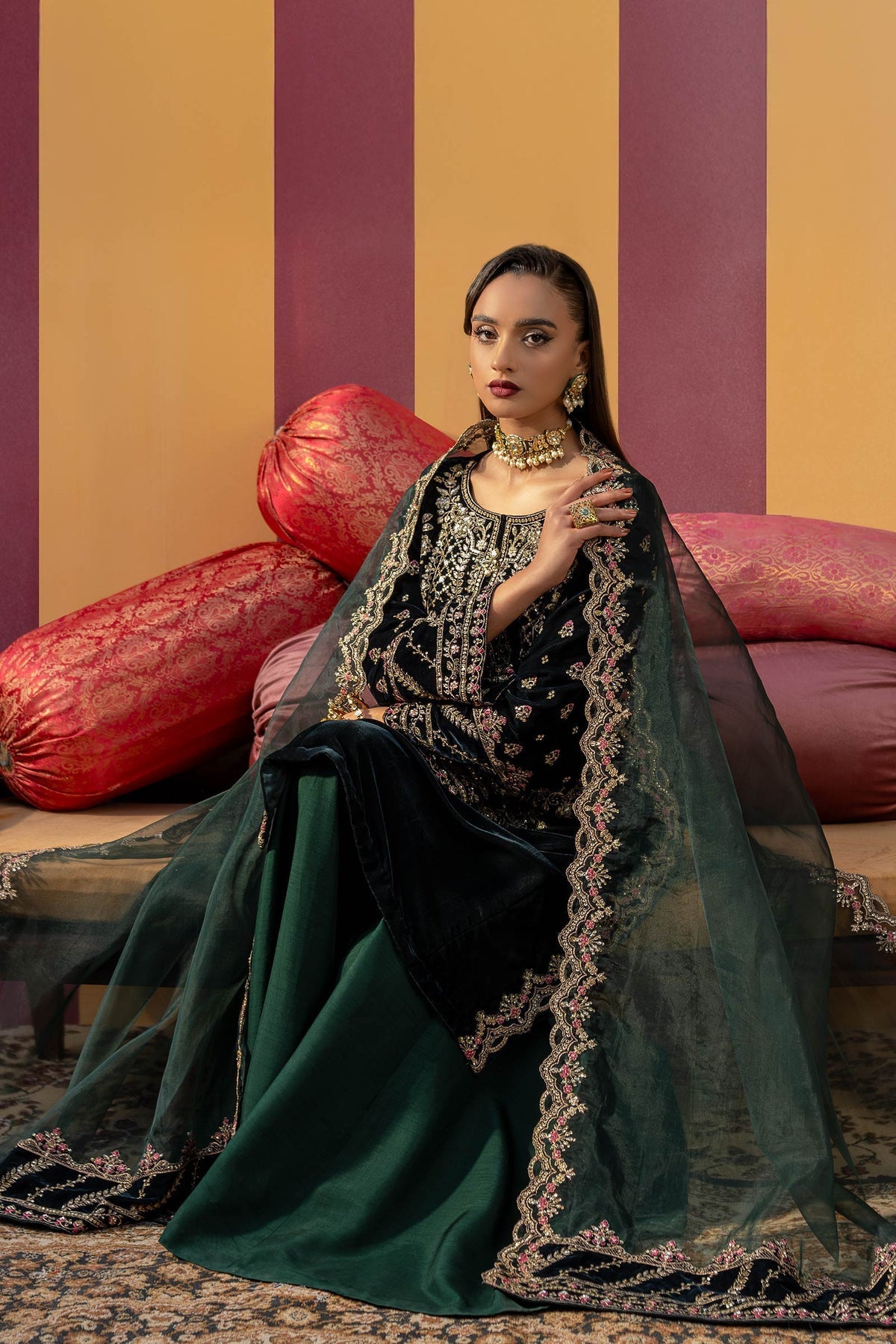 Maria B | M Basics Festive Velvet | MB-USW24-606 by Maria B - Designer Dress - Type: Ladies Clothes - Available at Libayah - 100% Original