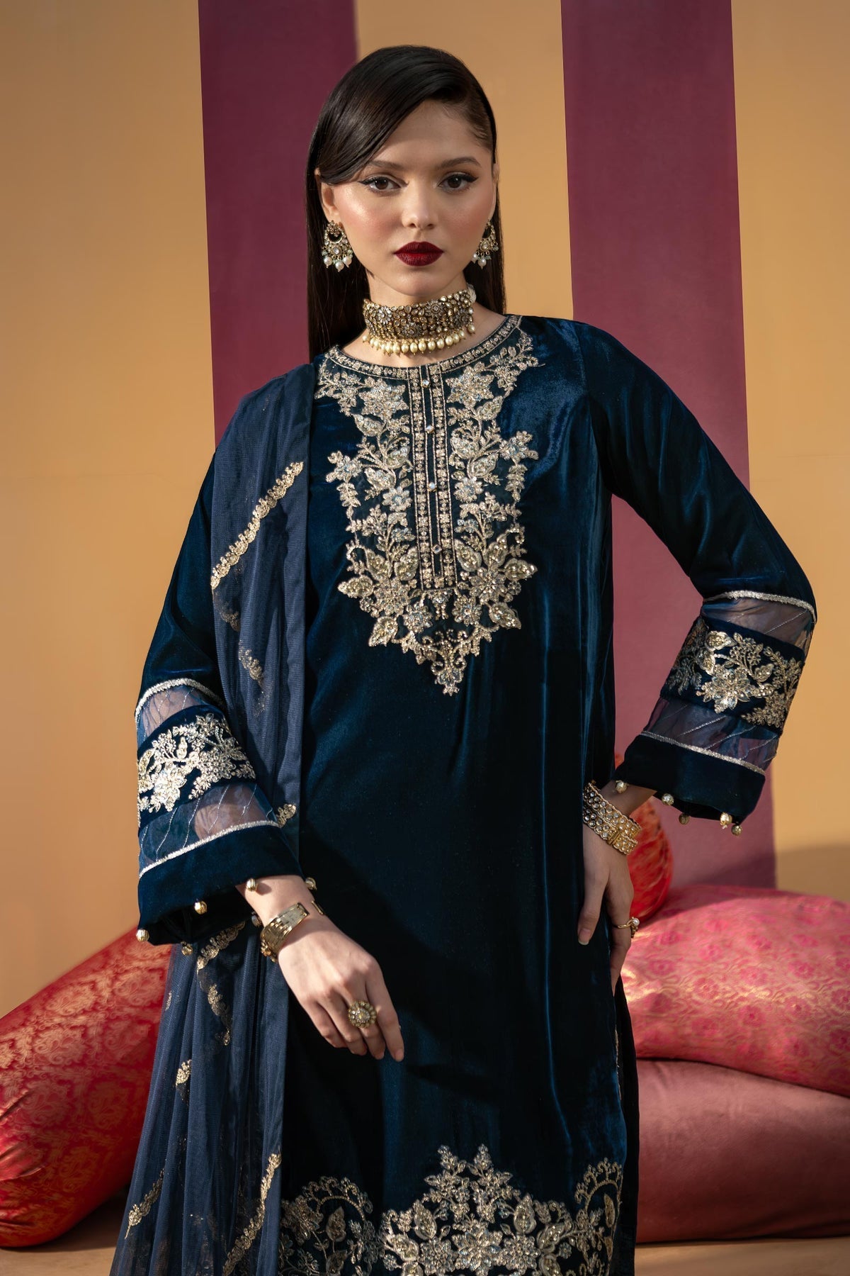 Maria B | M Basics Festive Velvet | MB-USW24-607 by Maria B - Designer Dress - Type: Ladies Clothes - Available at Libayah - 100% Original