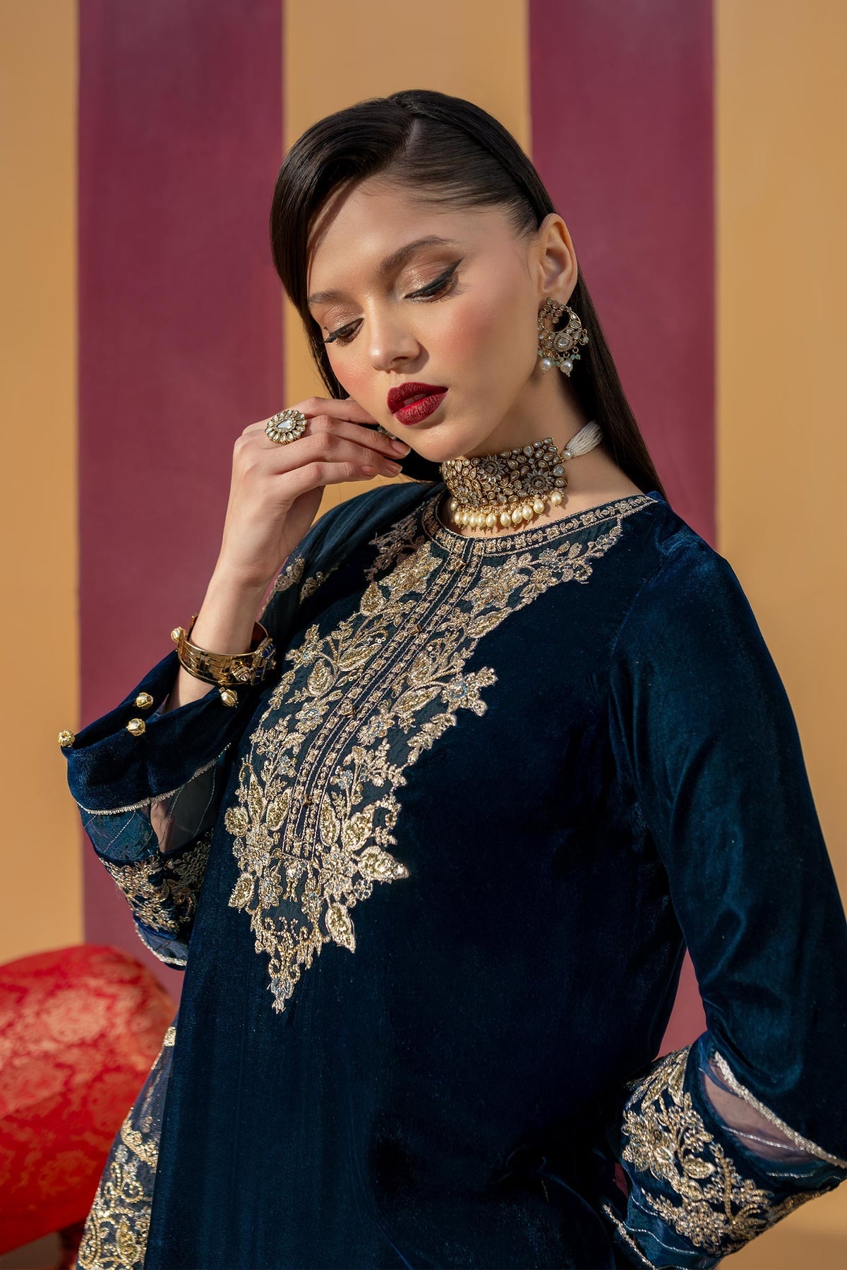 Maria B | M Basics Festive Velvet | MB-USW24-607 by Maria B - Designer Dress - Type: Ladies Clothes - Available at Libayah - 100% Original