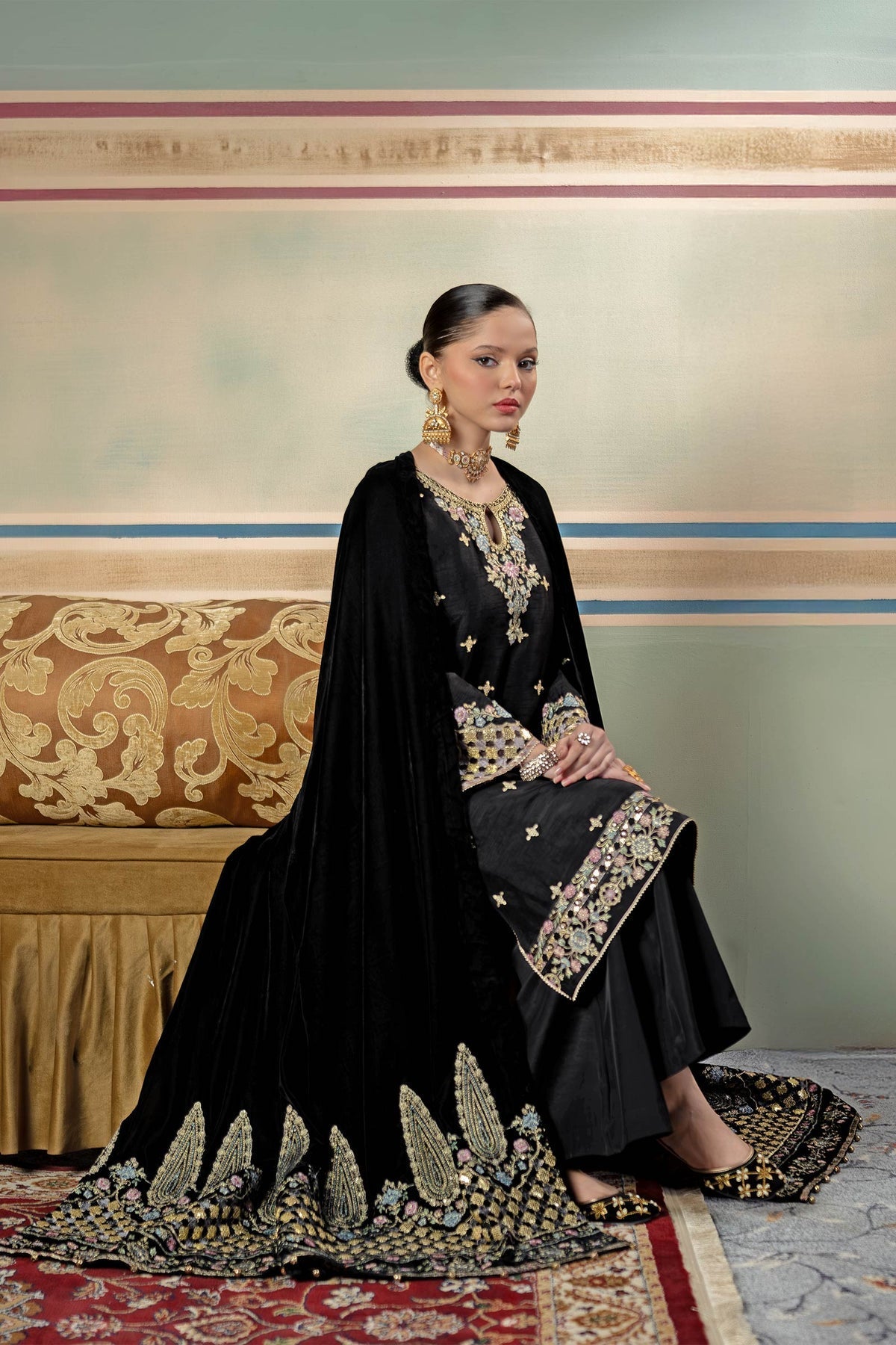 Maria B | M Basics Festive Velvet | MB-USW24-601 by Maria B - Designer Dress - Type: Ladies Clothes - Available at Libayah - 100% Original