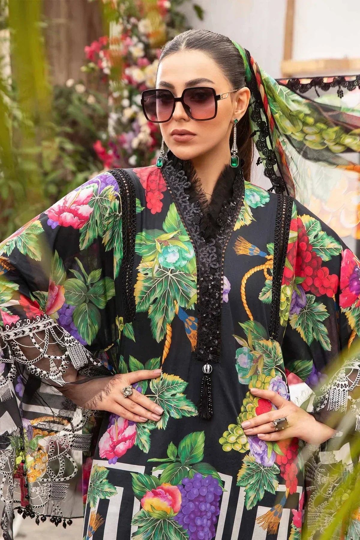 Maria B | M Prints Spring 24 | MPT-2108-B by Maria B - Designer Dress  - Type : Ladies Clothes - Available at Libayah - 100% Original 