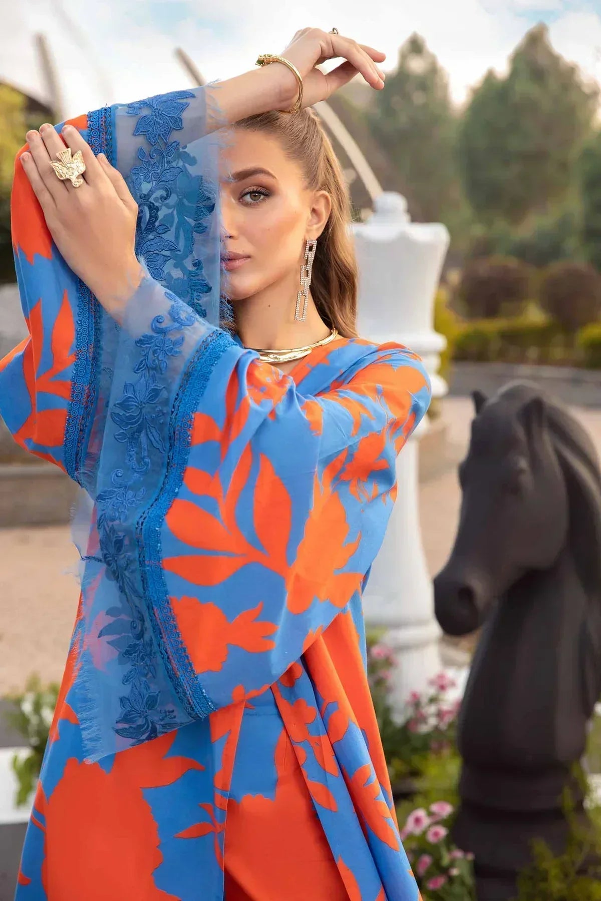 Maria B | M Prints Spring 24 | MPT-2111-B by Maria B - Designer Dress  - Type : Ladies Clothes - Available at Libayah - 100% Original 