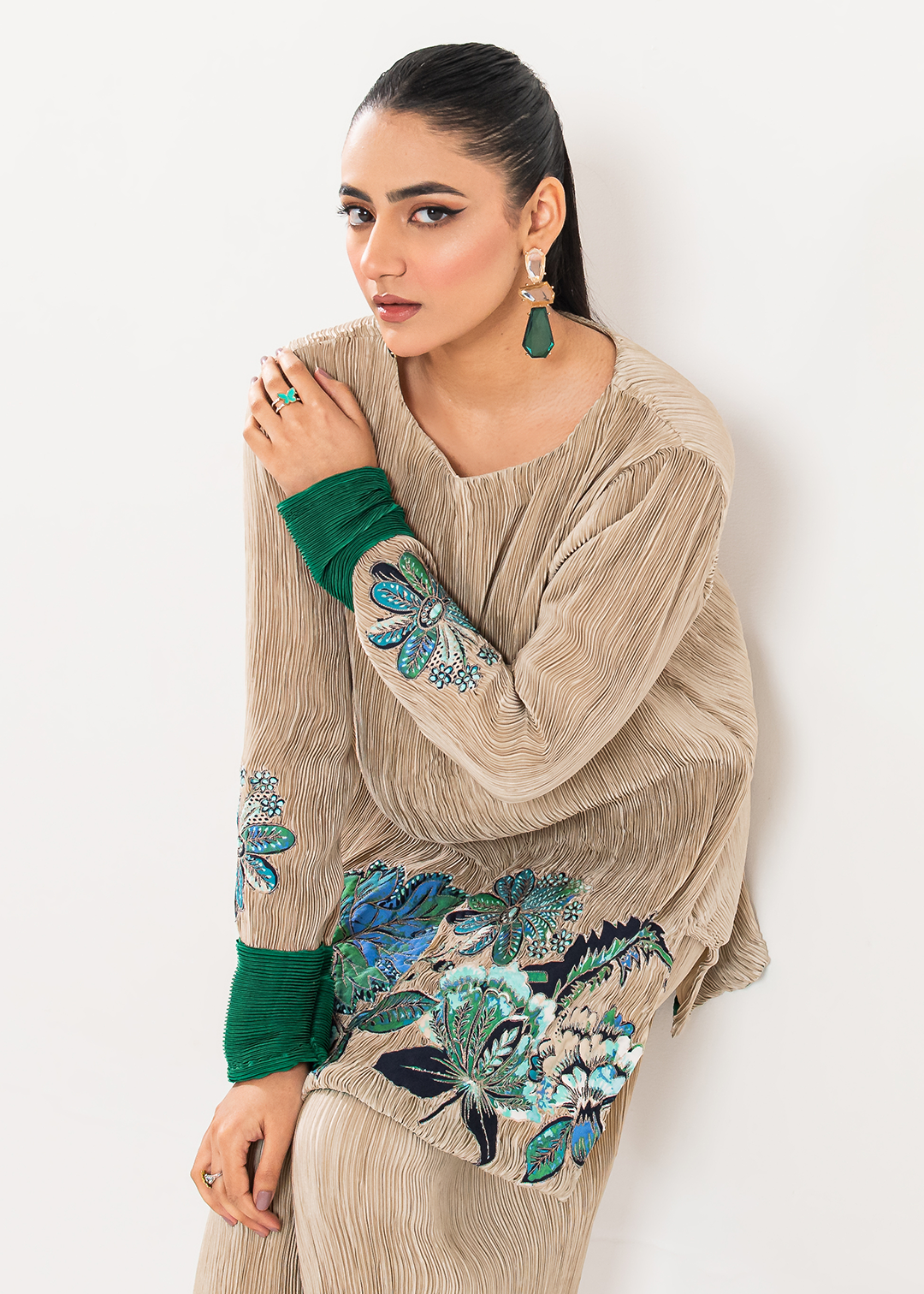 Maria Osama Khan | Claire Pleated Silk | Stardust by Maria Osama Khan - Designer Dress - Type: Ladies Clothes - Available at Libayah - 100% Original