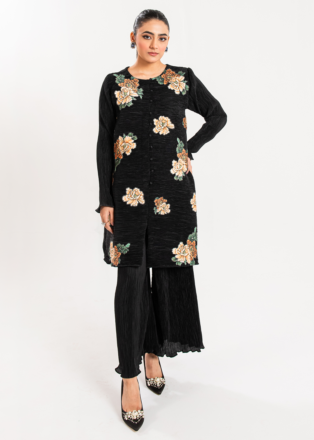 Maria Osama Khan | Claire Pleated Silk | Twilight by Maria Osama Khan - Designer Dress - Type: Ladies Clothes - Available at Libayah - 100% Original