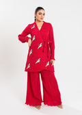 Maria Osama Khan | Claire Pleated Silk | Scarlet by Maria Osama Khan - Designer Dress - Type: Ladies Clothes - Available at Libayah - 100% Original