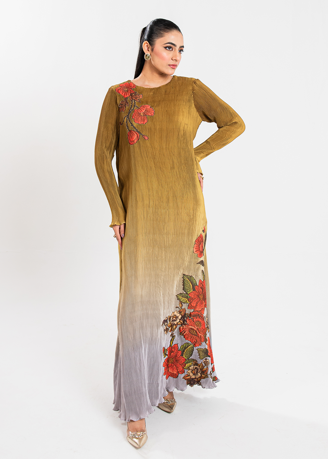 Maria Osama Khan | Claire Pleated Silk | Honeycomb by Maria Osama Khan - Designer Dress - Type: Ladies Clothes - Available at Libayah - 100% Original