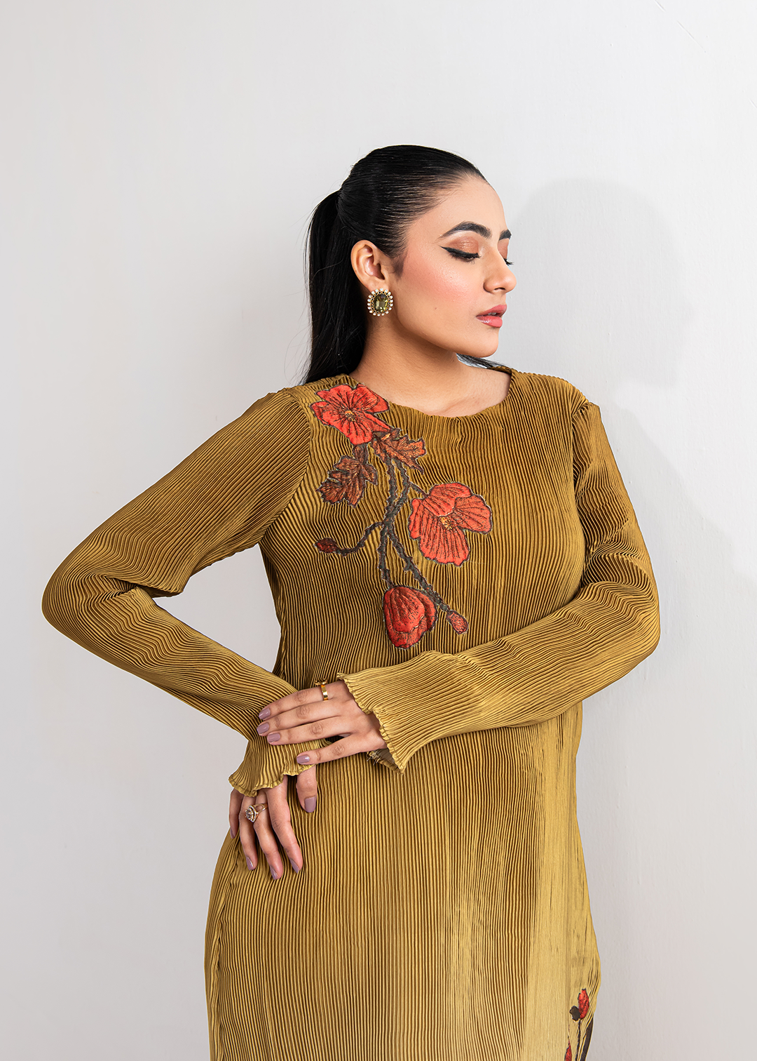 Maria Osama Khan | Claire Pleated Silk | Honeycomb by Maria Osama Khan - Designer Dress - Type: Ladies Clothes - Available at Libayah - 100% Original