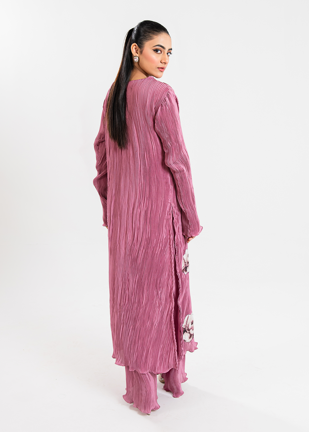 Maria Osama Khan | Claire Pleated Silk | Rosy by Maria Osama Khan - Designer Dress - Type: Ladies Clothes - Available at Libayah - 100% Original