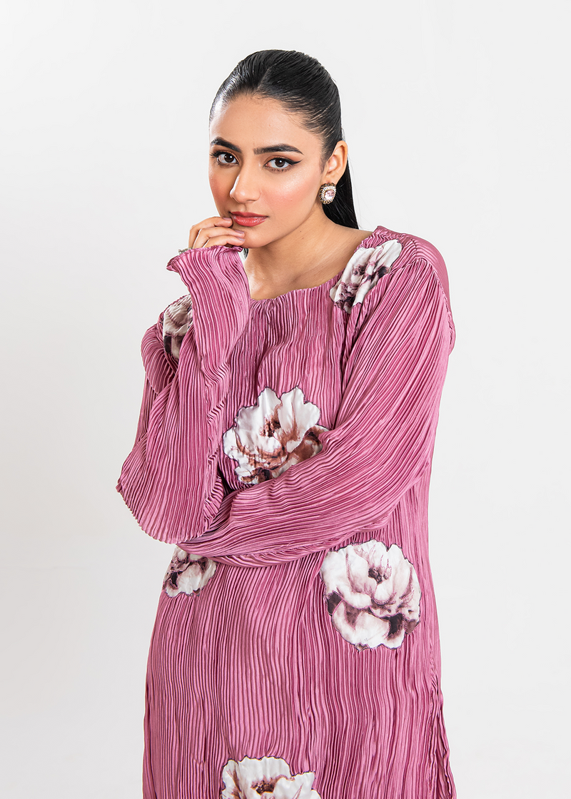 Maria Osama Khan | Claire Pleated Silk | Rosy by Maria Osama Khan - Designer Dress - Type: Ladies Clothes - Available at Libayah - 100% Original