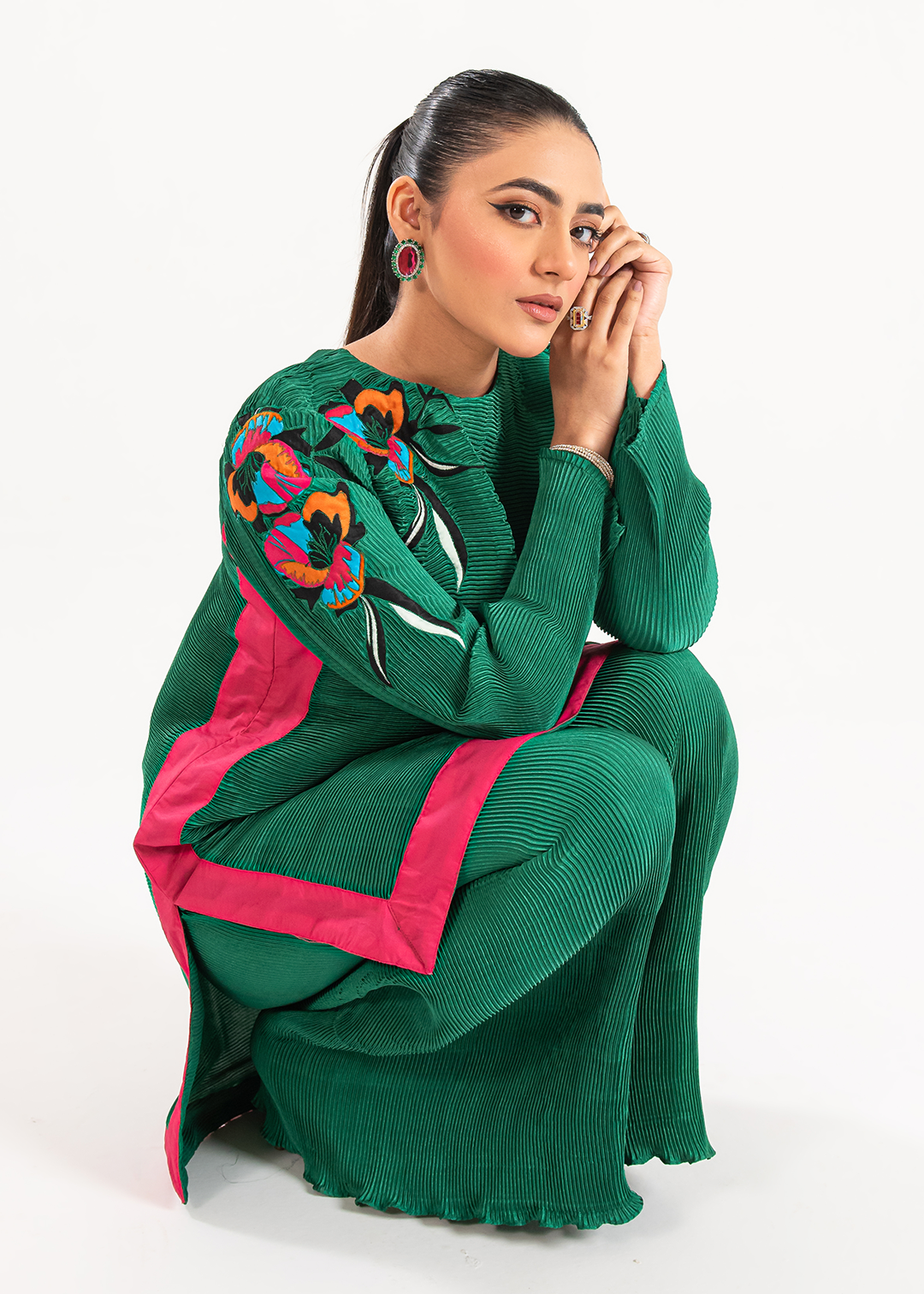 Maria Osama Khan | Claire Pleated Silk | Ivy by Maria Osama Khan - Designer Dress - Type: Ladies Clothes - Available at Libayah - 100% Original