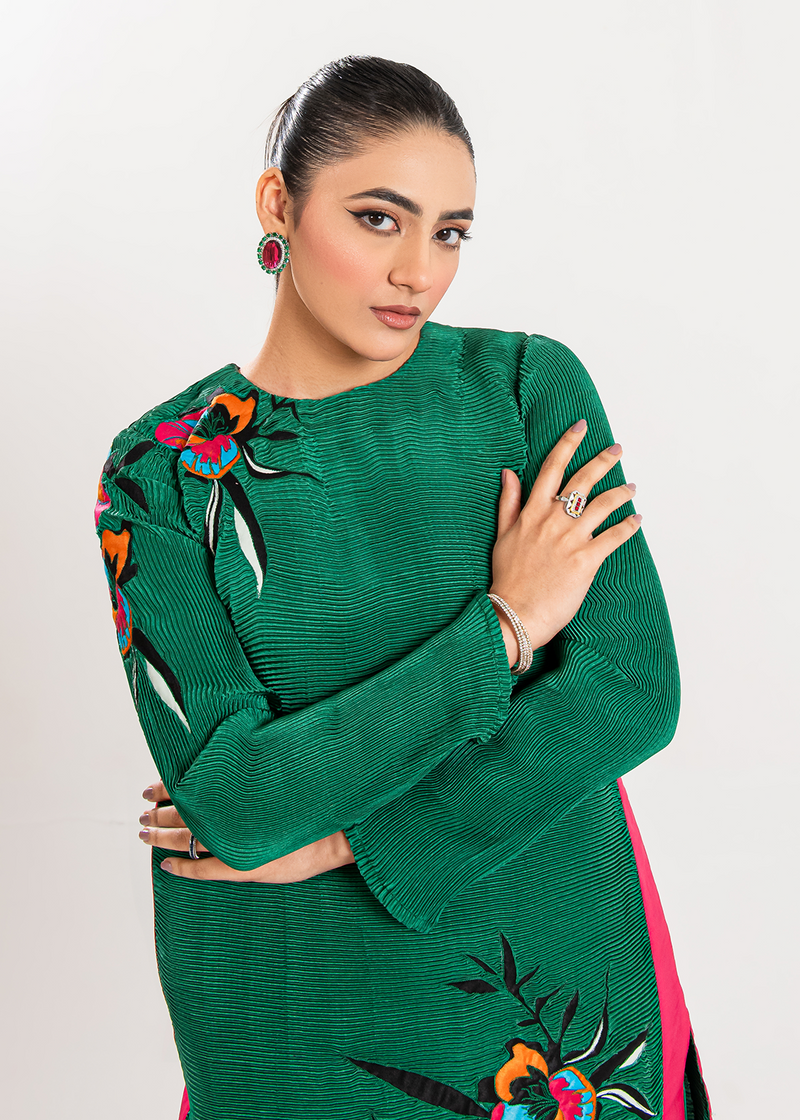 Maria Osama Khan | Claire Pleated Silk | Ivy by Maria Osama Khan - Designer Dress - Type: Ladies Clothes - Available at Libayah - 100% Original