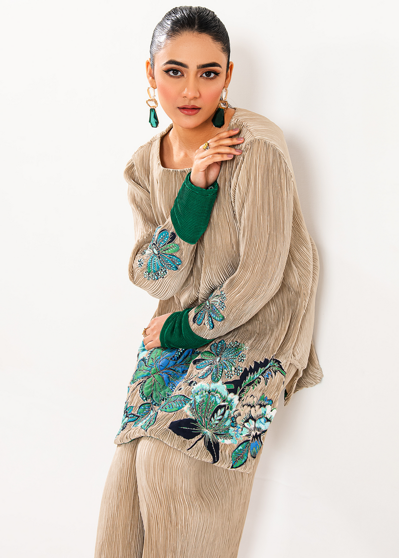 Maria Osama Khan | Claire Pleated Silk | Stardust by Maria Osama Khan - Designer Dress - Type: Ladies Clothes - Available at Libayah - 100% Original