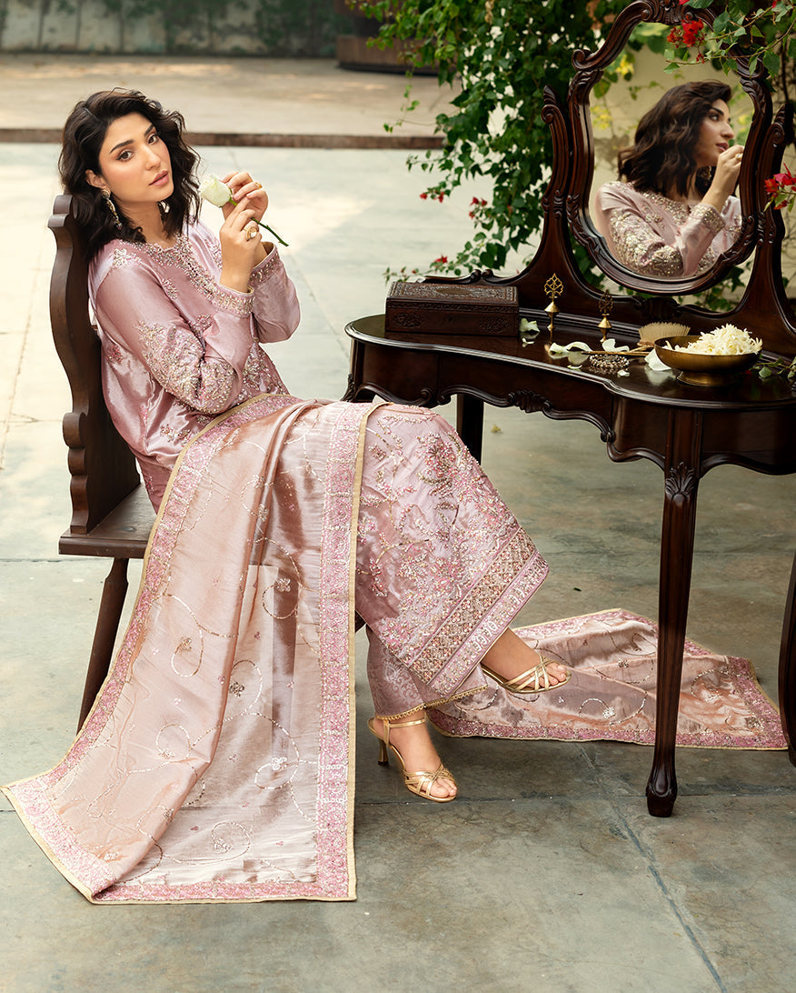 Mushq | Sunehri Lama Silk | Marium by Mushq - Designer Dress  - Type : Ladies Clothes - Available at Libayah - 100% Original 