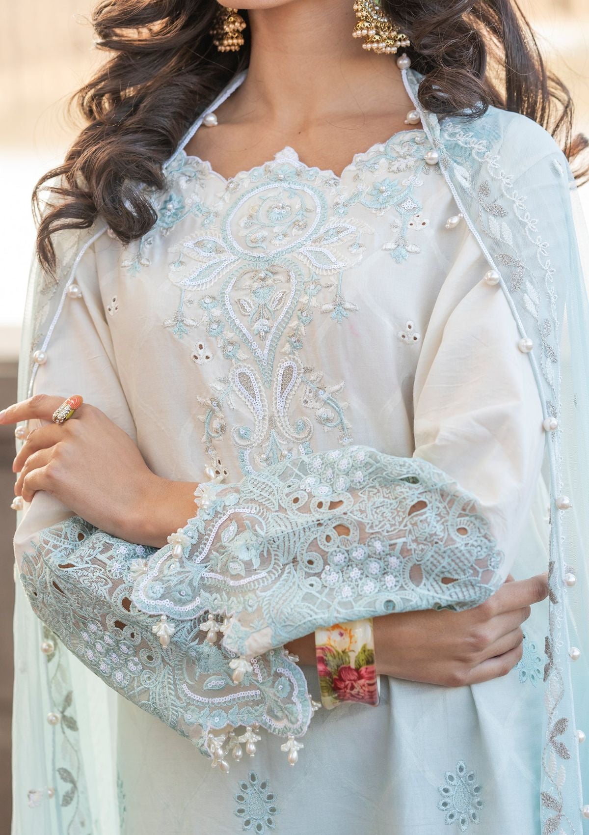 Meem | Luxury Eid Lawn 24 | MD-07 BLUE by Meem - Designer Dress - Type: Ladies Clothes - Available at Libayah - 100% Original