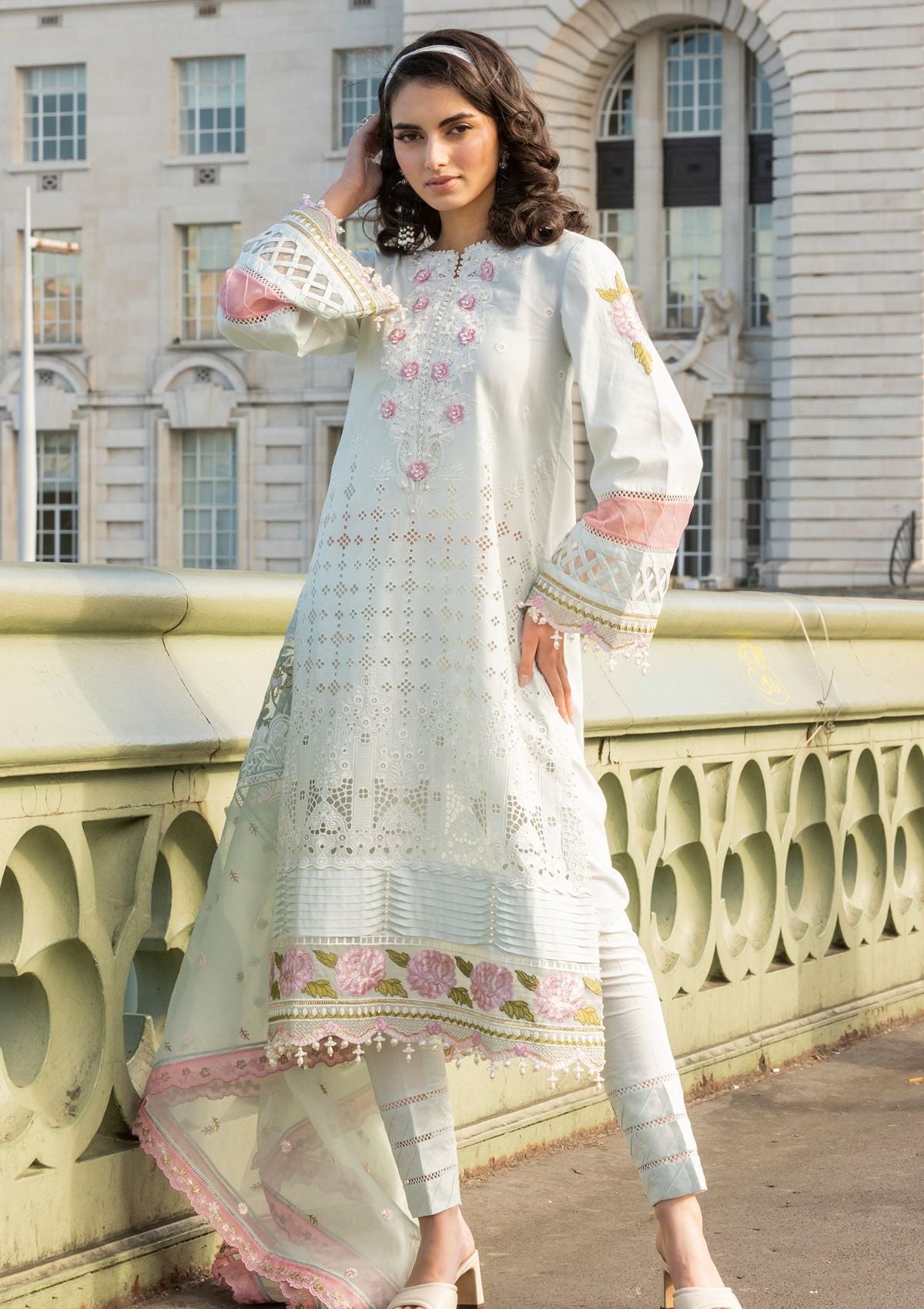 Meem | Luxury Eid Lawn 24 | MD-09 LIGHT BLUE by Meem - Designer Dress - Type: Ladies Clothes - Available at Libayah - 100% Original