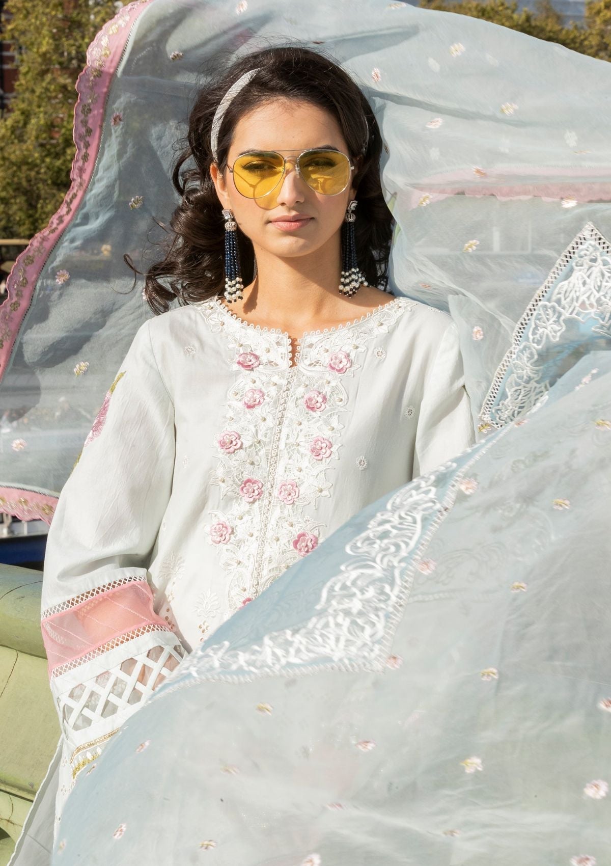 Meem | Luxury Eid Lawn 24 | MD-09 LIGHT BLUE by Meem - Designer Dress - Type: Ladies Clothes - Available at Libayah - 100% Original