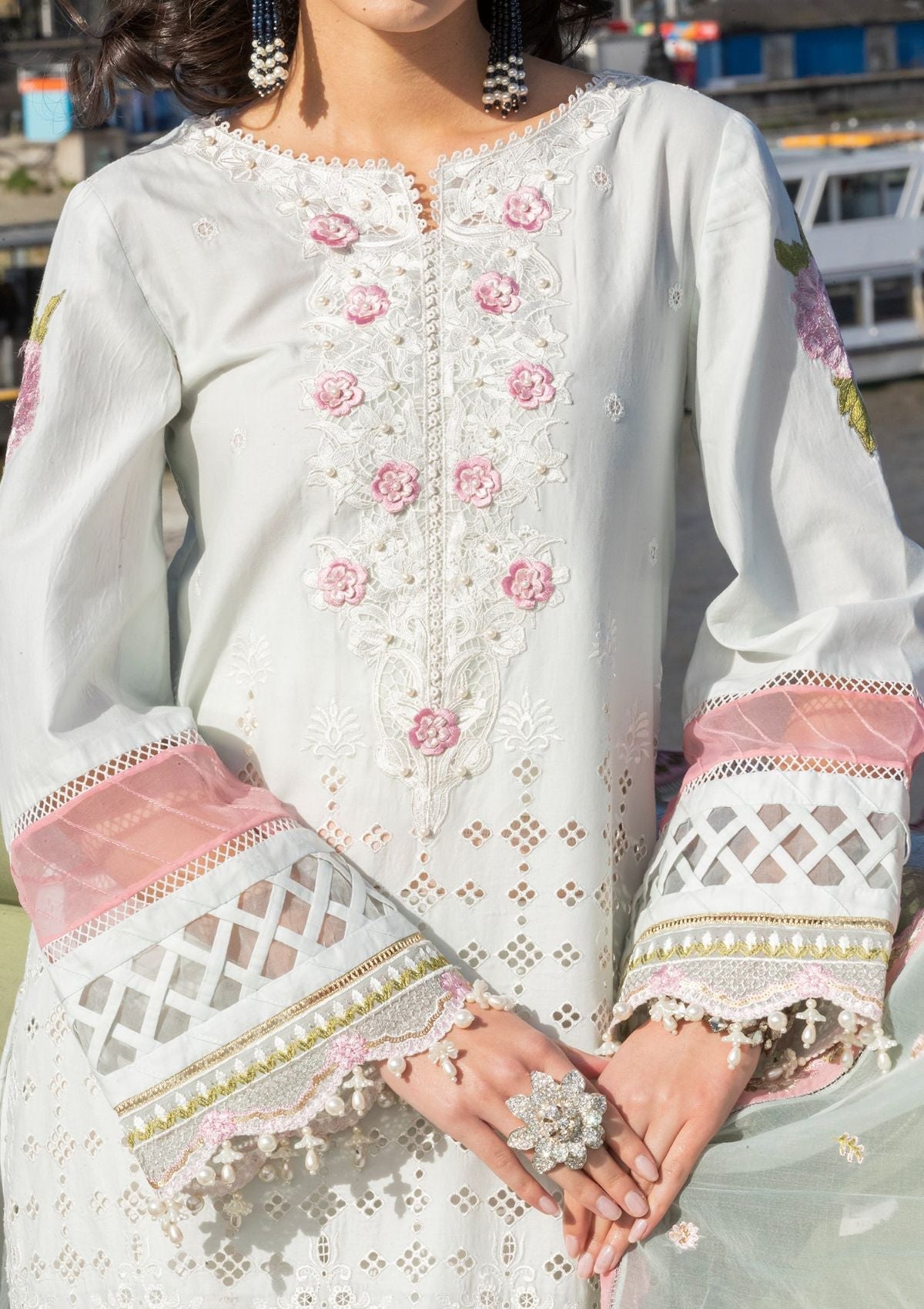 Meem | Luxury Eid Lawn 24 | MD-09 LIGHT BLUE by Meem - Designer Dress - Type: Ladies Clothes - Available at Libayah - 100% Original