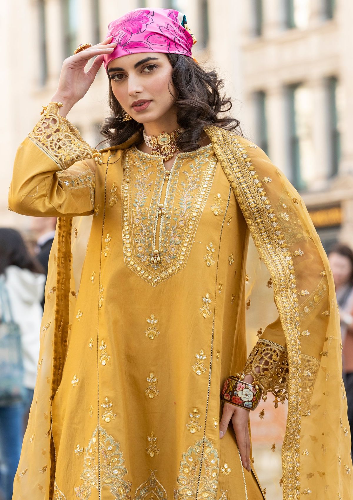 Meem | Luxury Eid Lawn 24 | MD-03 MUSTARD by Meem - Designer Dress - Type: Ladies Clothes - Available at Libayah - 100% Original