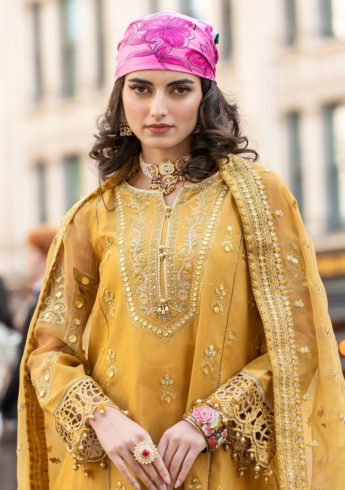 Meem | Luxury Eid Lawn 24 | MD-03 MUSTARD by Meem - Designer Dress - Type: Ladies Clothes - Available at Libayah - 100% Original