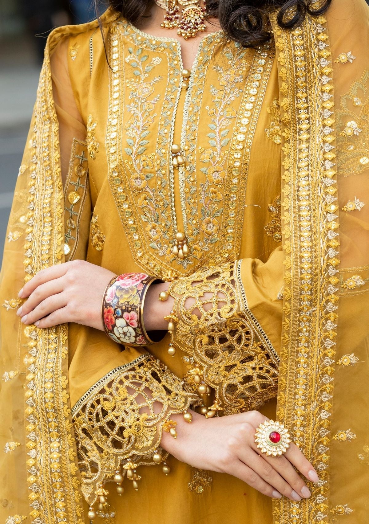 Meem | Luxury Eid Lawn 24 | MD-03 MUSTARD by Meem - Designer Dress - Type: Ladies Clothes - Available at Libayah - 100% Original
