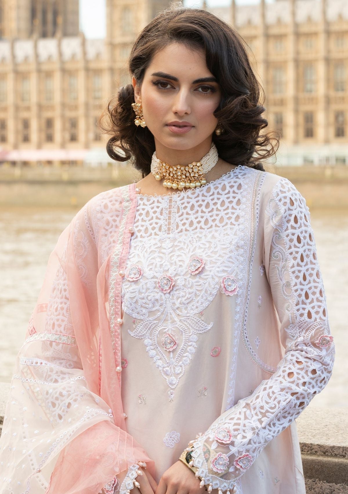 Meem | Luxury Eid Lawn 24 | MD-02 LIGHT PINK by Meem - Designer Dress - Type: Ladies Clothes - Available at Libayah - 100% Original