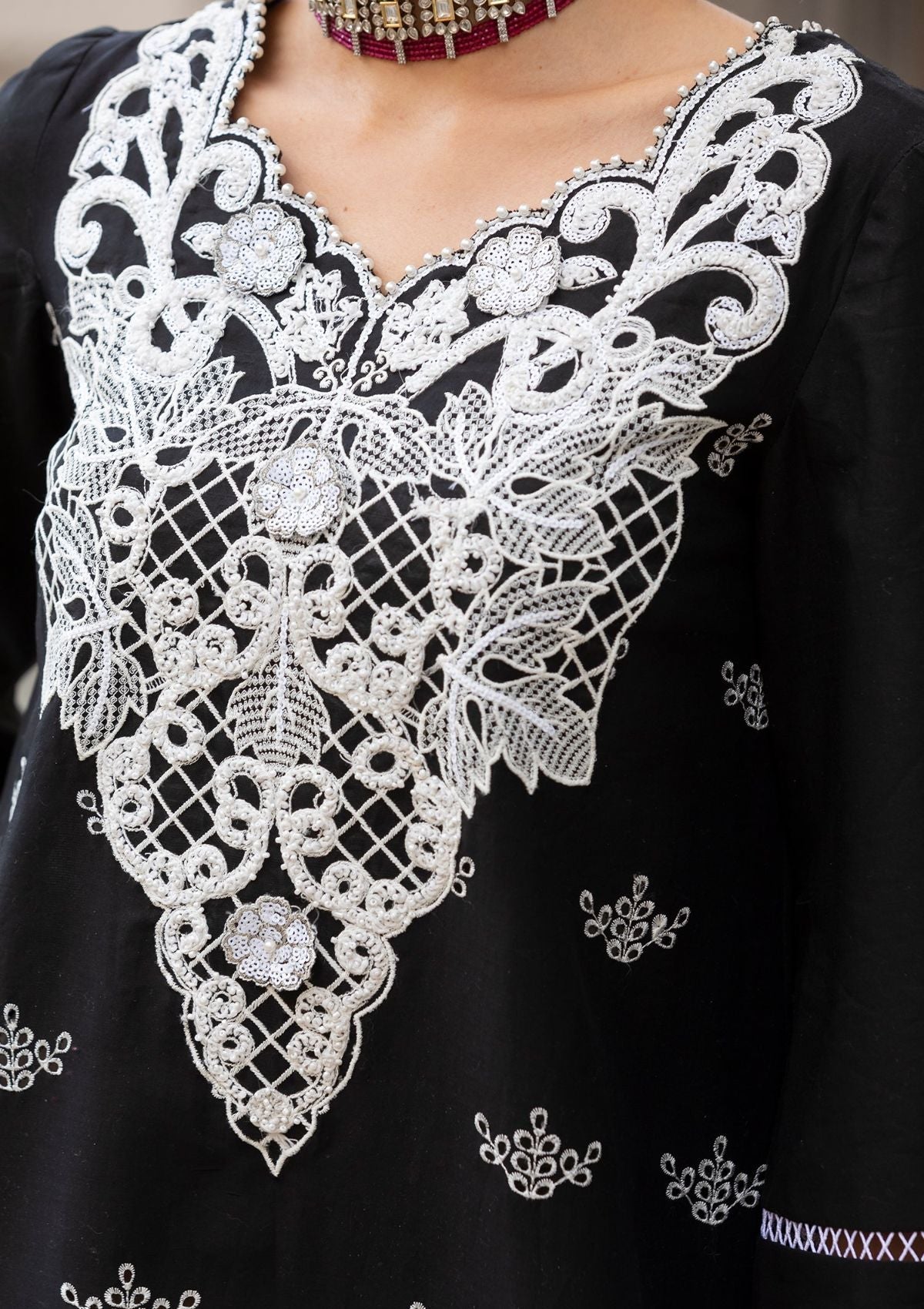 Meem | Luxury Eid Lawn 24 | MD-01 BLACK by Meem - Designer Dress - Type: Ladies Clothes - Available at Libayah - 100% Original