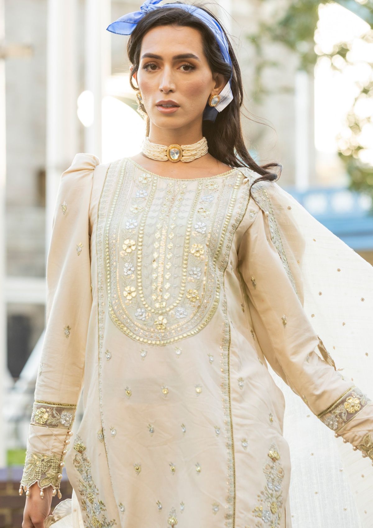Meem | Luxury Eid Lawn 24 | MD-04 LIGHT SKIN by Meem - Designer Dress - Type: Ladies Clothes - Available at Libayah - 100% Original