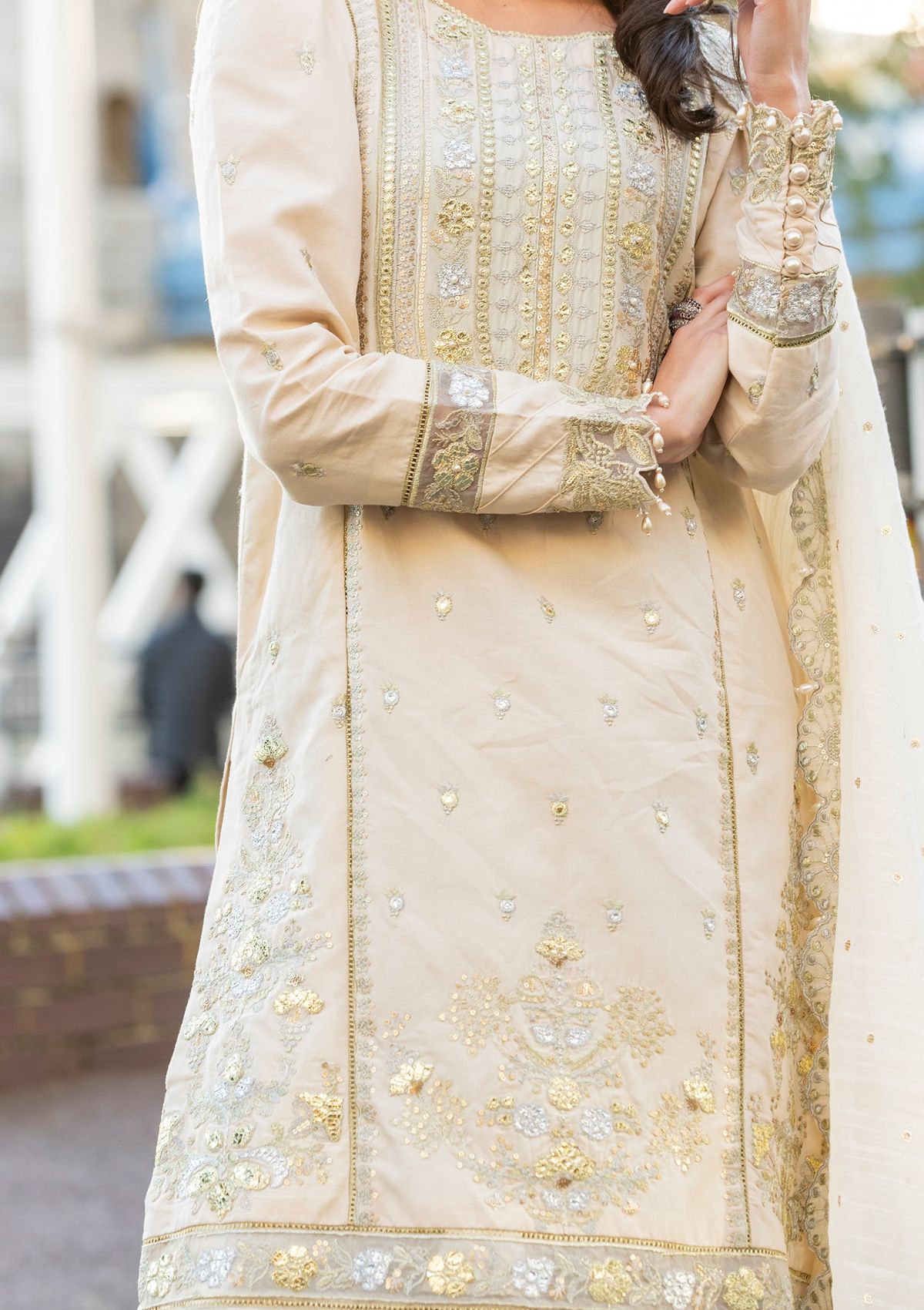 Meem | Luxury Eid Lawn 24 | MD-04 LIGHT SKIN by Meem - Designer Dress - Type: Ladies Clothes - Available at Libayah - 100% Original