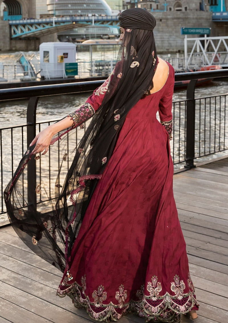 Meem | Luxury Eid Lawn 24 | MD-11 MAROON by Meem - Designer Dress - Type: Ladies Clothes - Available at Libayah - 100% Original