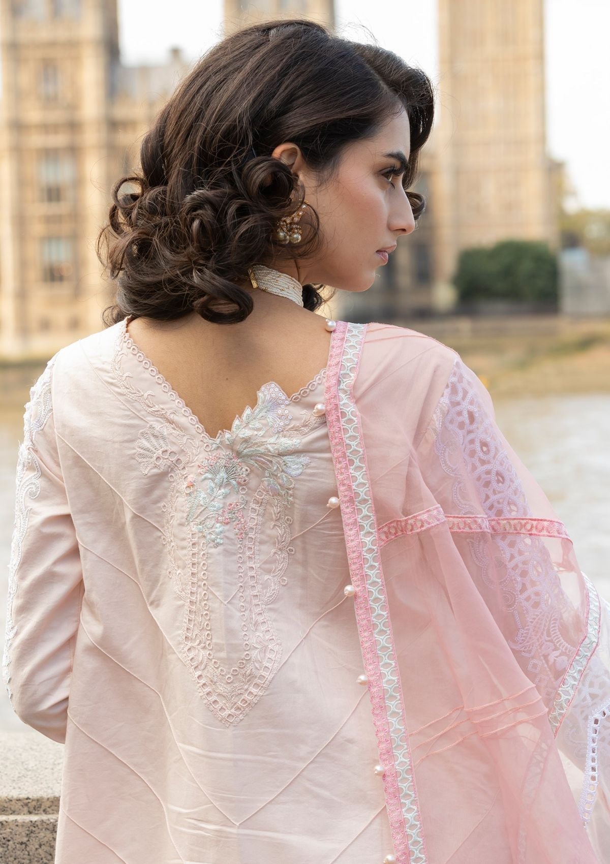 Meem | Luxury Eid Lawn 24 | MD-02 LIGHT PINK by Meem - Designer Dress - Type: Ladies Clothes - Available at Libayah - 100% Original