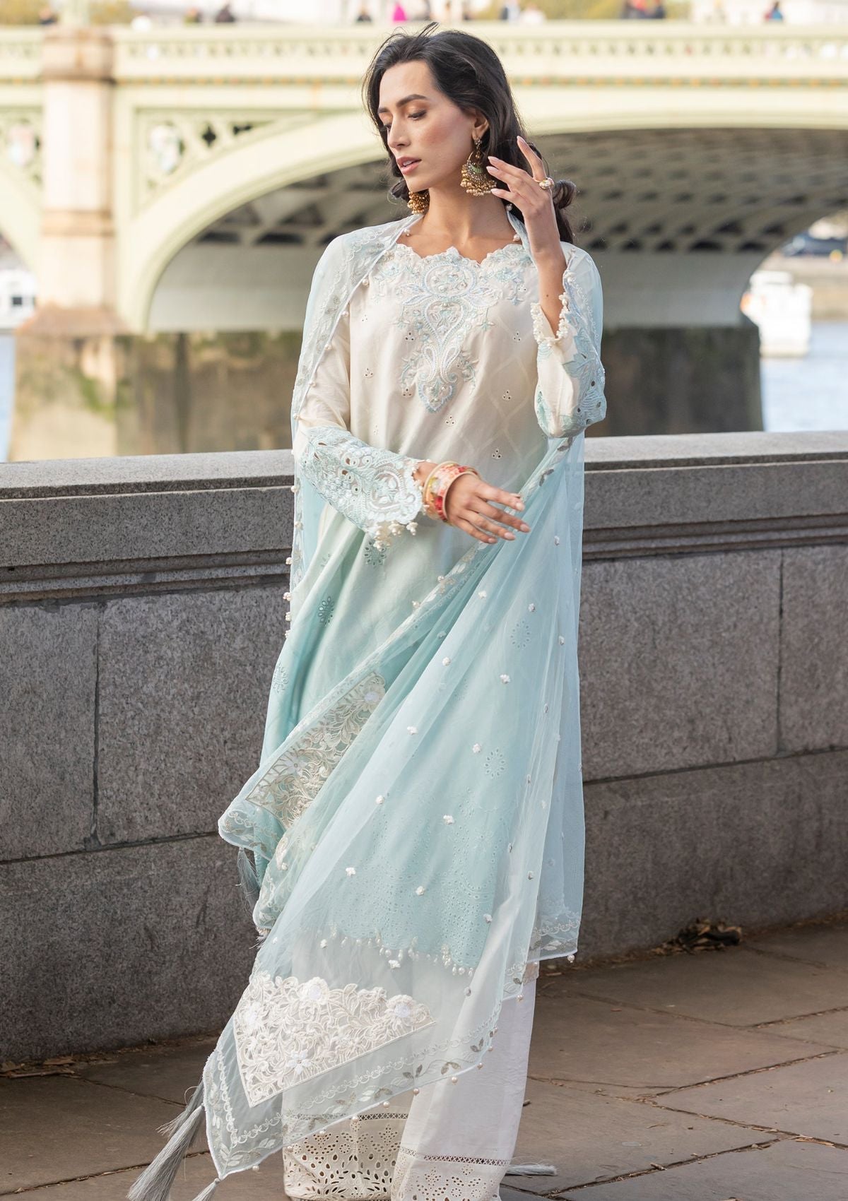 Meem | Luxury Eid Lawn 24 | MD-07 BLUE by Meem - Designer Dress - Type: Ladies Clothes - Available at Libayah - 100% Original