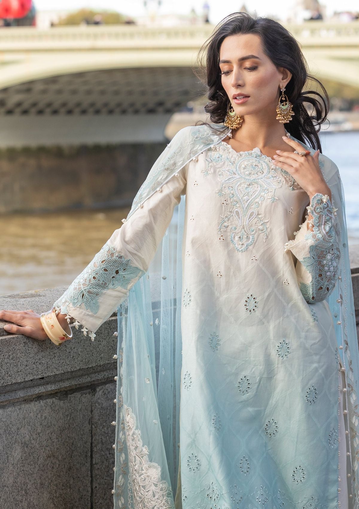 Meem | Luxury Eid Lawn 24 | MD-07 BLUE by Meem - Designer Dress - Type: Ladies Clothes - Available at Libayah - 100% Original
