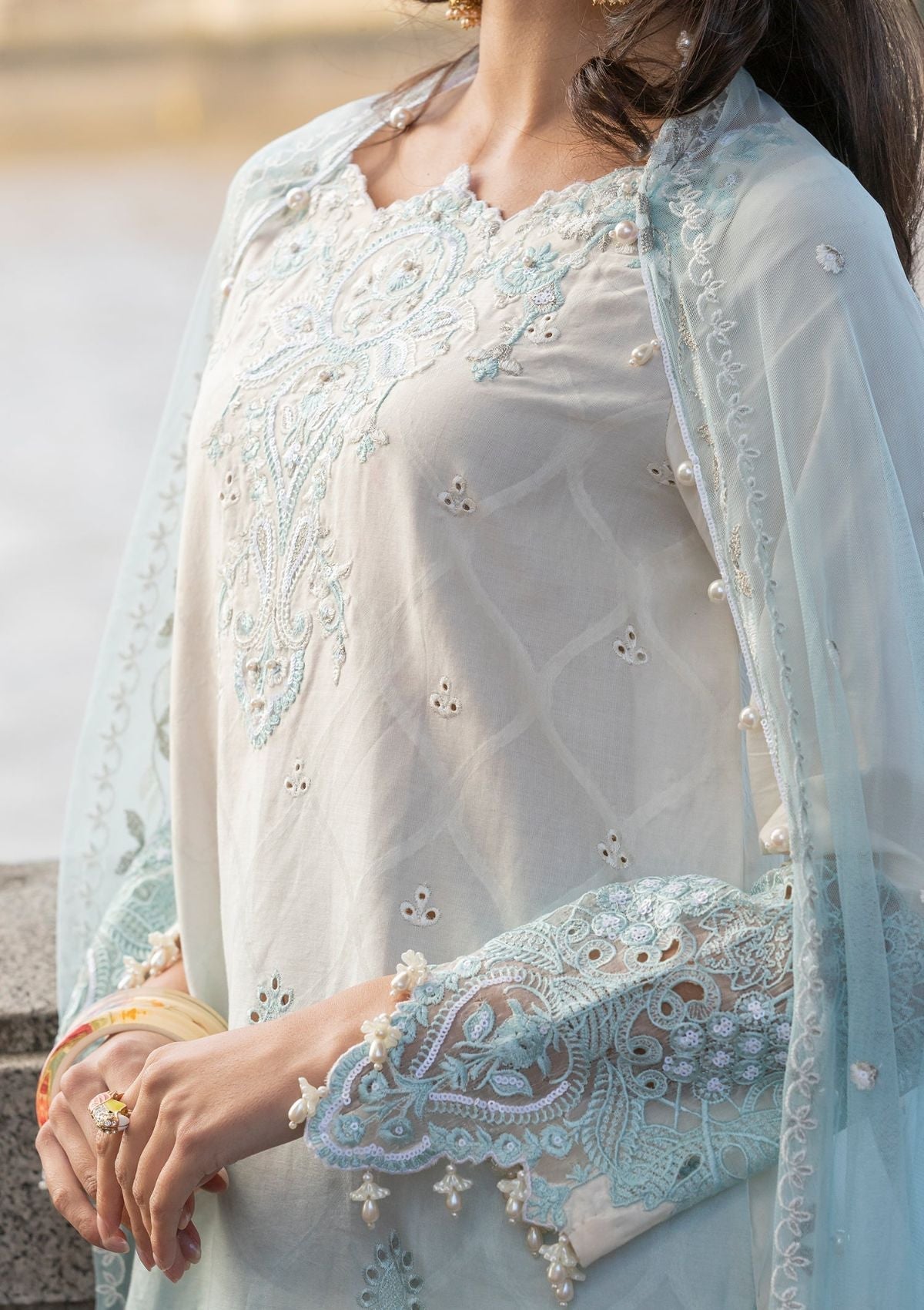 Meem | Luxury Eid Lawn 24 | MD-07 BLUE by Meem - Designer Dress - Type: Ladies Clothes - Available at Libayah - 100% Original