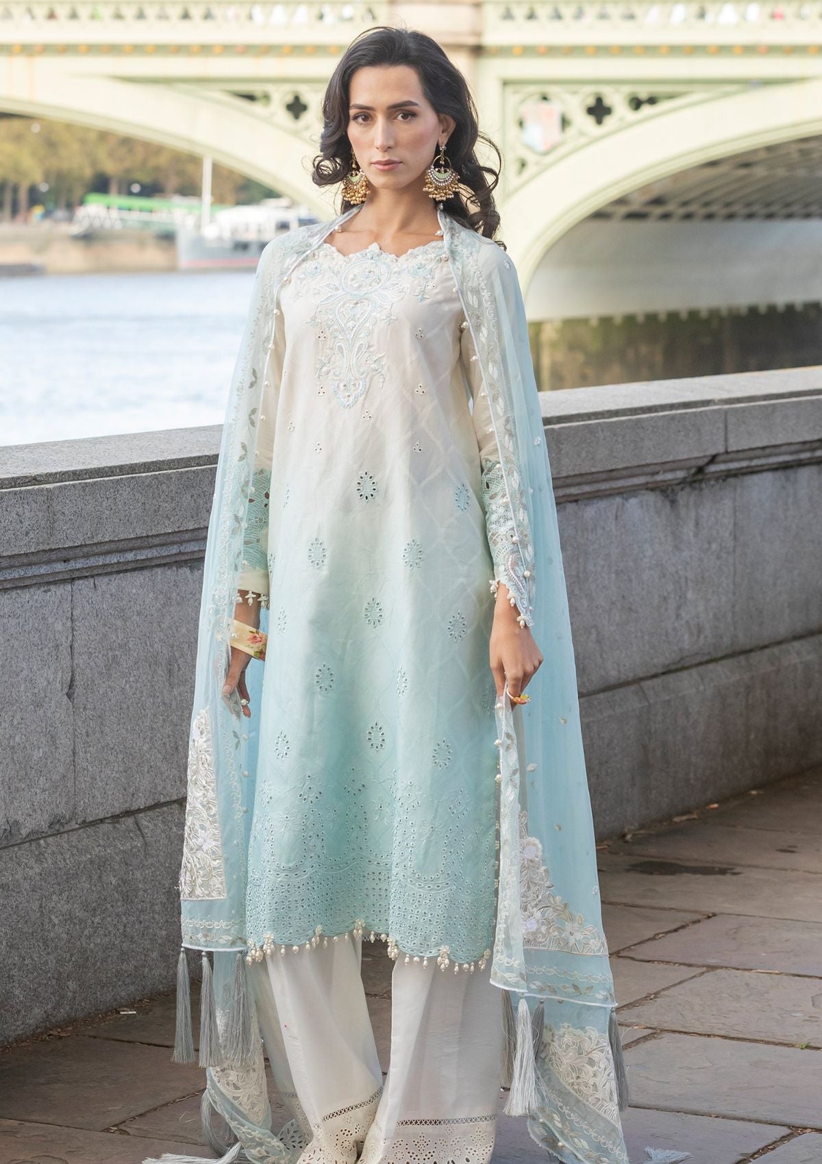Meem | Luxury Eid Lawn 24 | MD-07 BLUE by Meem - Designer Dress - Type: Ladies Clothes - Available at Libayah - 100% Original