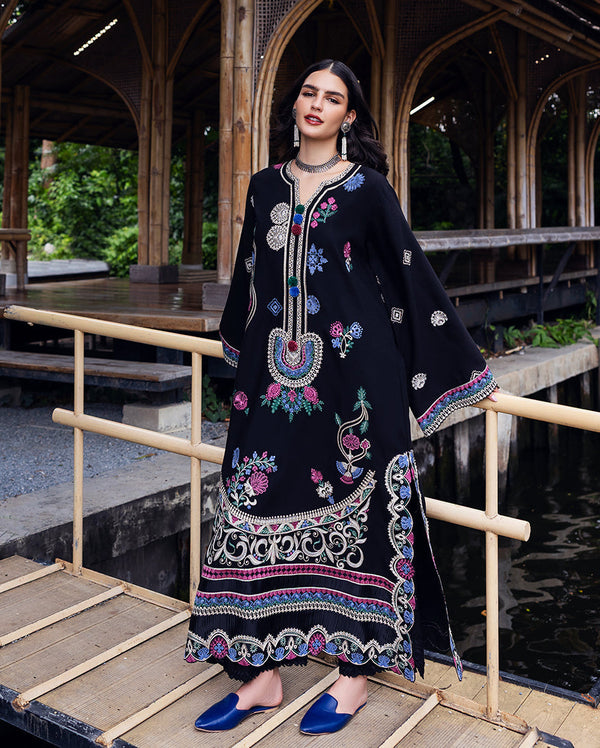 Mushq | Hemline Karandi | Midnight Rune by Mushq - Designer Dress - Type : Ladies Clothes - Available at Libayah - 100% Original 