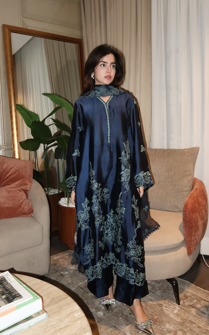 Asifa and Nabeel | Silk Edit 26 | Midnight Blue - Designer Dress - Type : Ladies Clothes - Available at Libayah - 100% Original