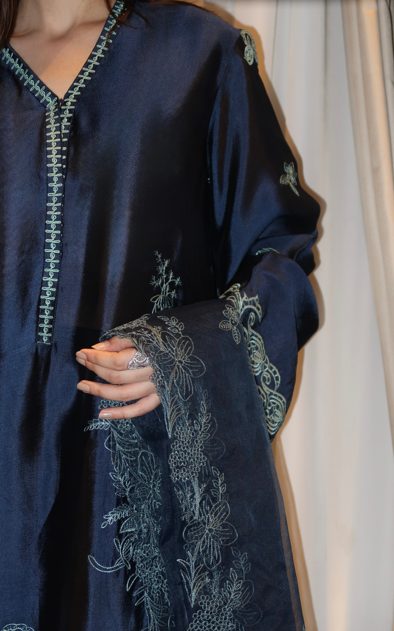 Asifa and Nabeel | Silk Edit 26 | Midnight Blue - Designer Dress - Type : Ladies Clothes - Available at Libayah - 100% Original