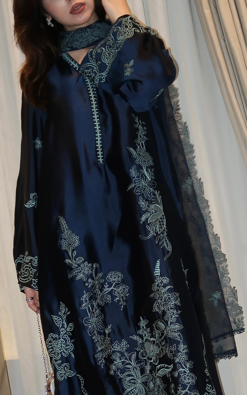 Asifa and Nabeel | Silk Edit 26 | Midnight Blue - Designer Dress - Type : Ladies Clothes - Available at Libayah - 100% Original