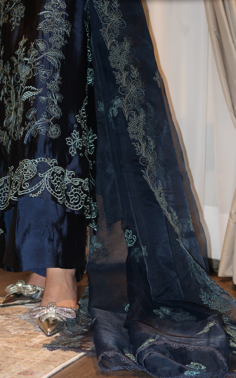 Asifa and Nabeel | Silk Edit 26 | Midnight Blue - Designer Dress - Type : Ladies Clothes - Available at Libayah - 100% Original