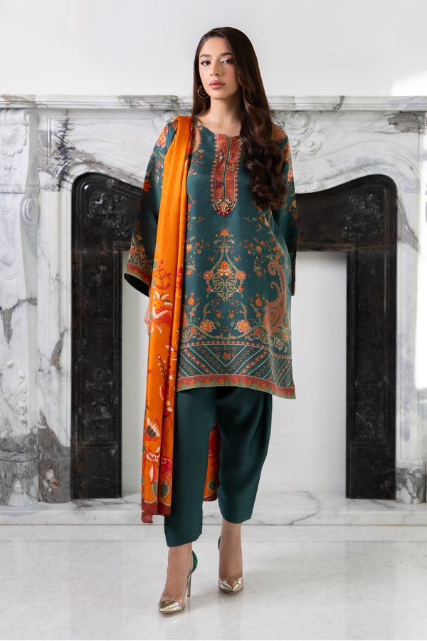 Mina Hasan | Signature Pret | Teal Green - by Libayah - Registered Vendor of : Mina Hasan - 100% Original Designer Dress