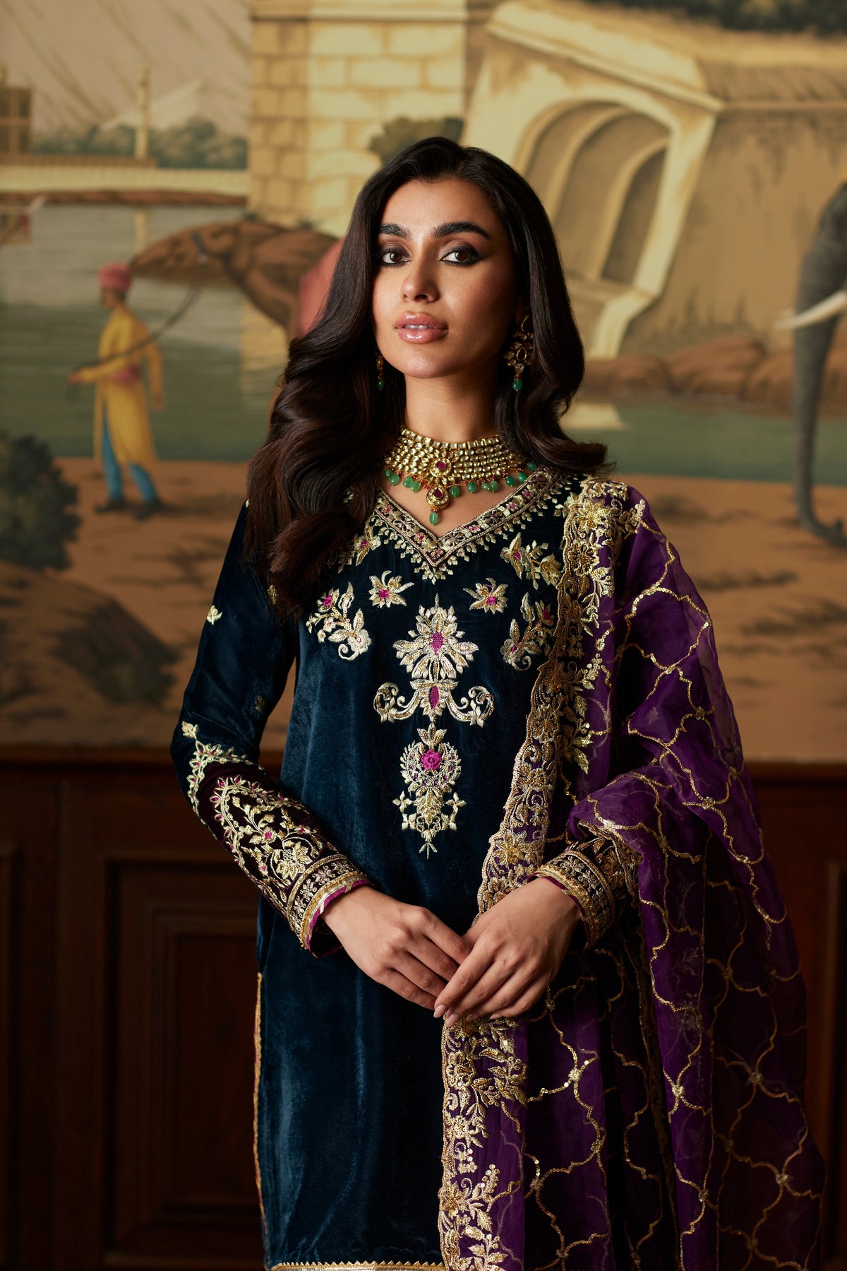Mina Hassan | Velvet Luxe |  Amani by Mina Hassan - Designer Dress - Type: Ladies Clothes - Available at Libayah - 100% Original