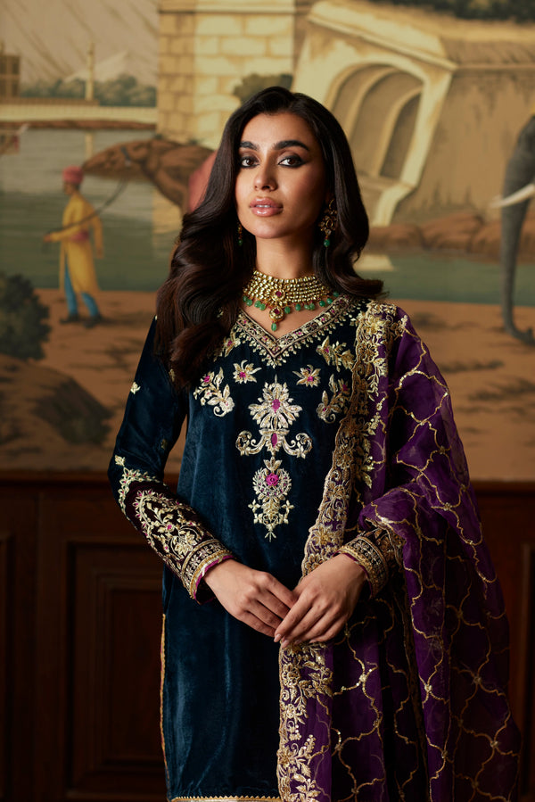 Mina Hassan | Velvet Luxe |  Amani by Mina Hassan - Designer Dress - Type: Ladies Clothes - Available at Libayah - 100% Original